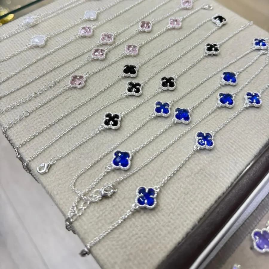 par Trevo (pulseira e Choker) - Prata Italiana