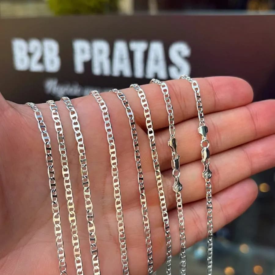 Correntes - 3mm/ 70cm (modelo Piastrine) - Prata Italiana