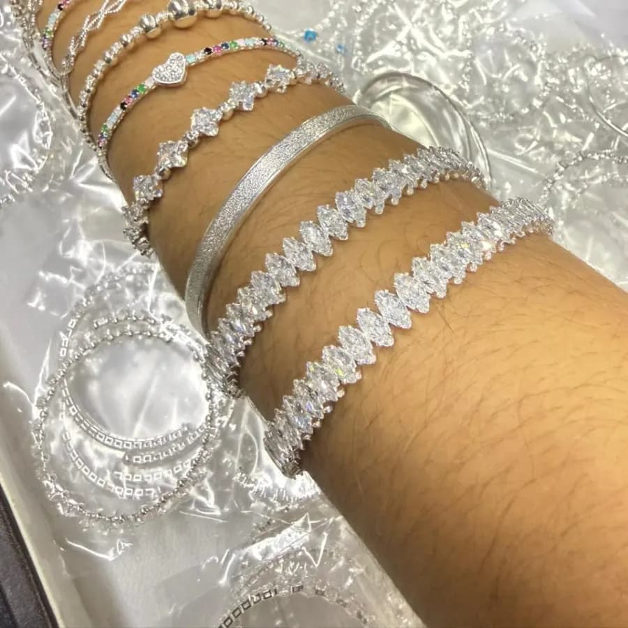 Braceletes em Zircônia Variados - Prata Italiana
