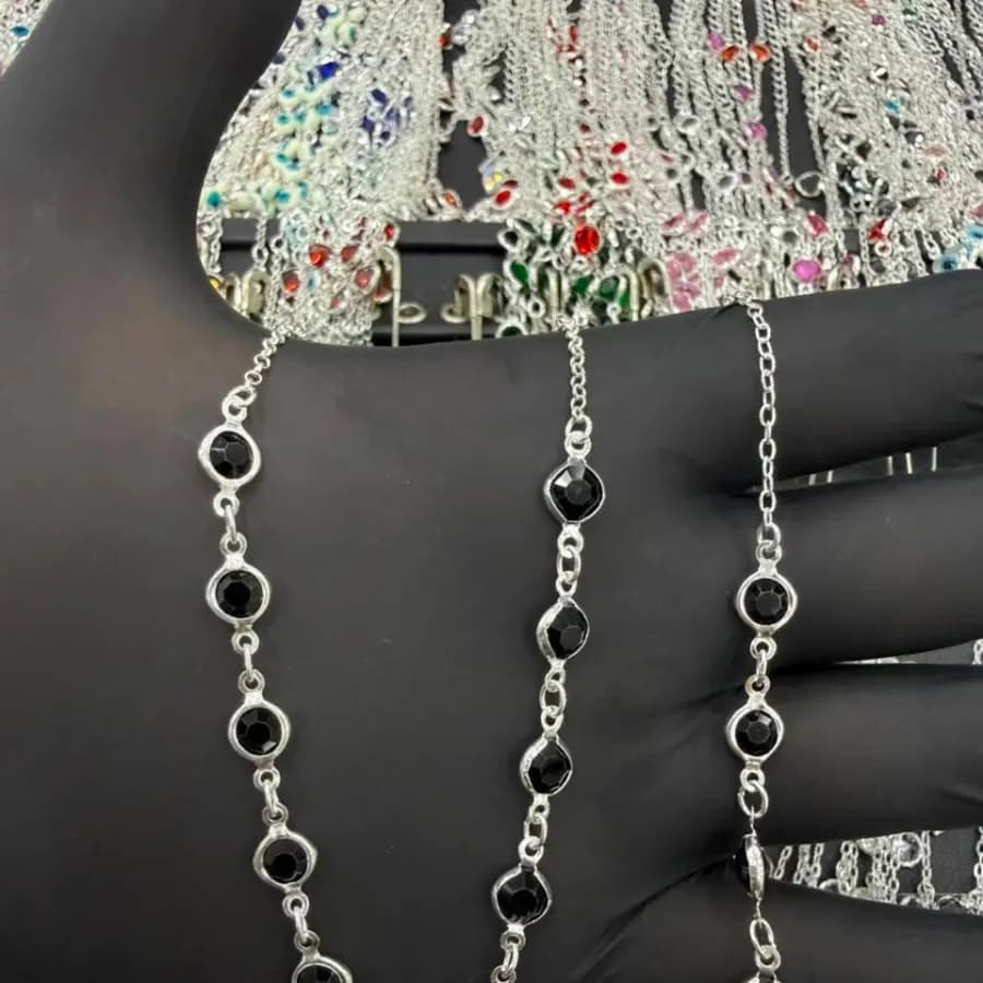 Conjunto Pedrinha (pulseira e Choker) - Prata 925