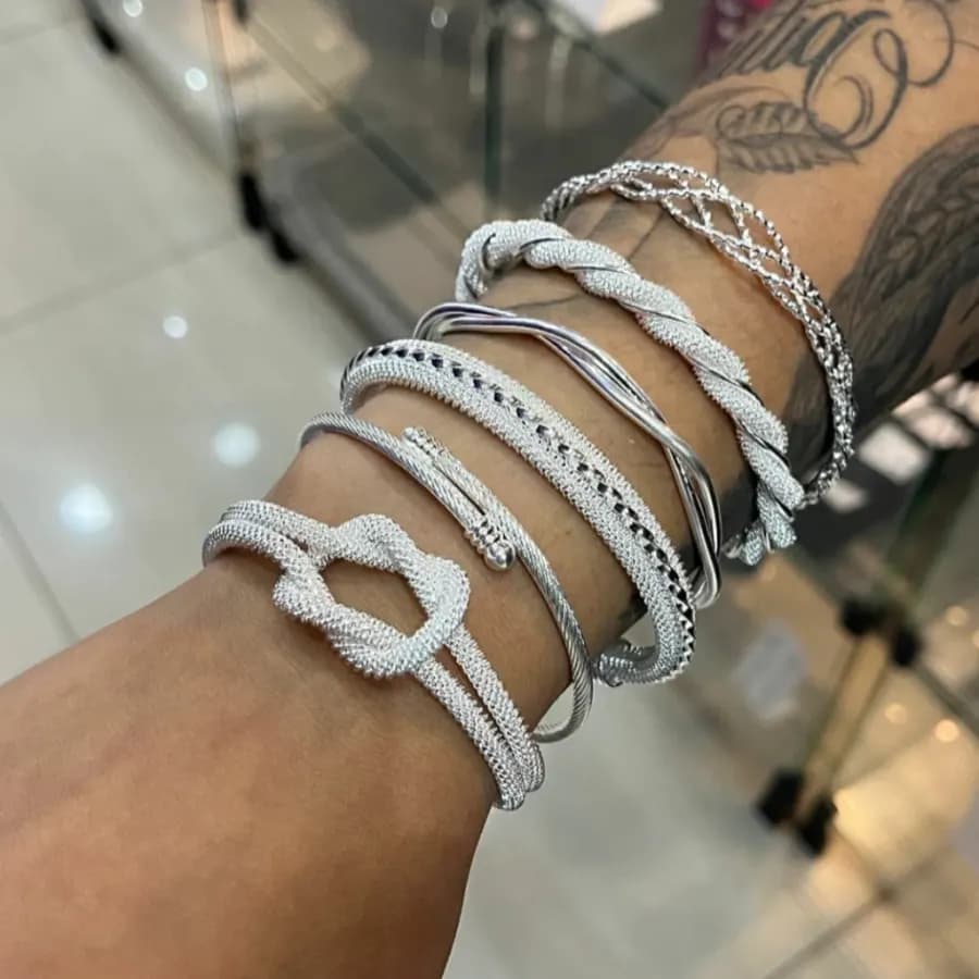 Bracelete Cravejado - Prata Italiana