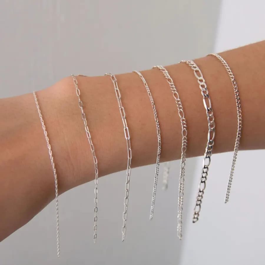 Kit com 4 Pulseiras Masculinas 2mm - Prata Italiana