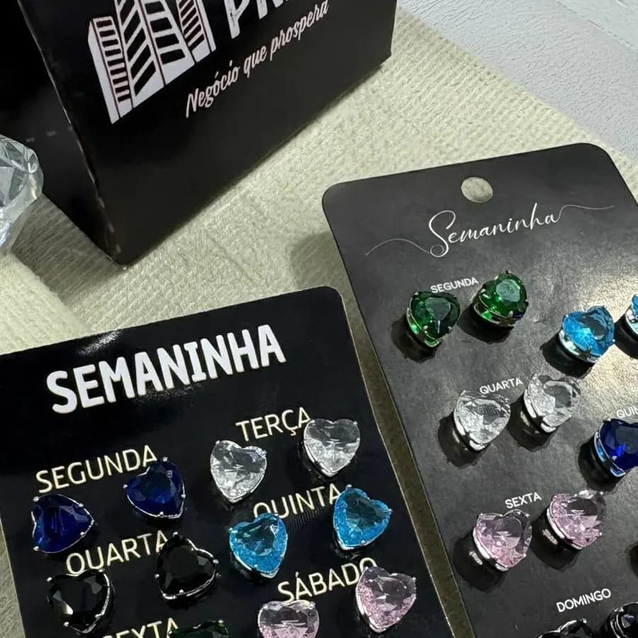 Kit Semaninha com 7 Pares de Brincos prata italiana