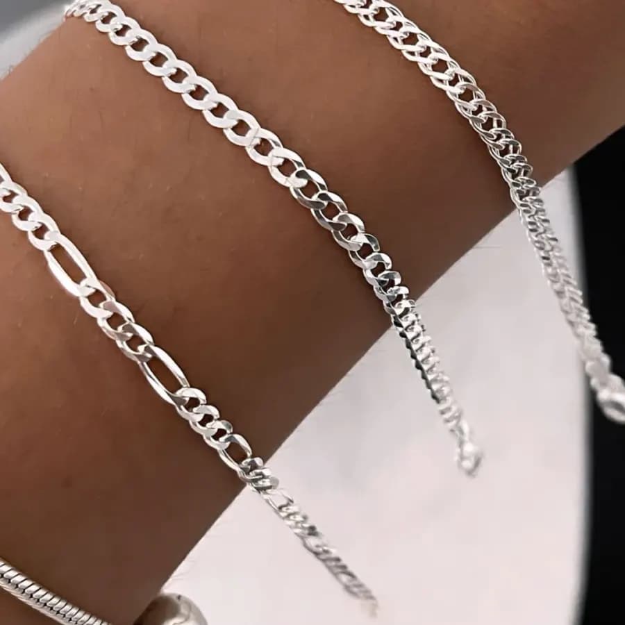 Pulseira Masculina 4mm - Prata Italiana